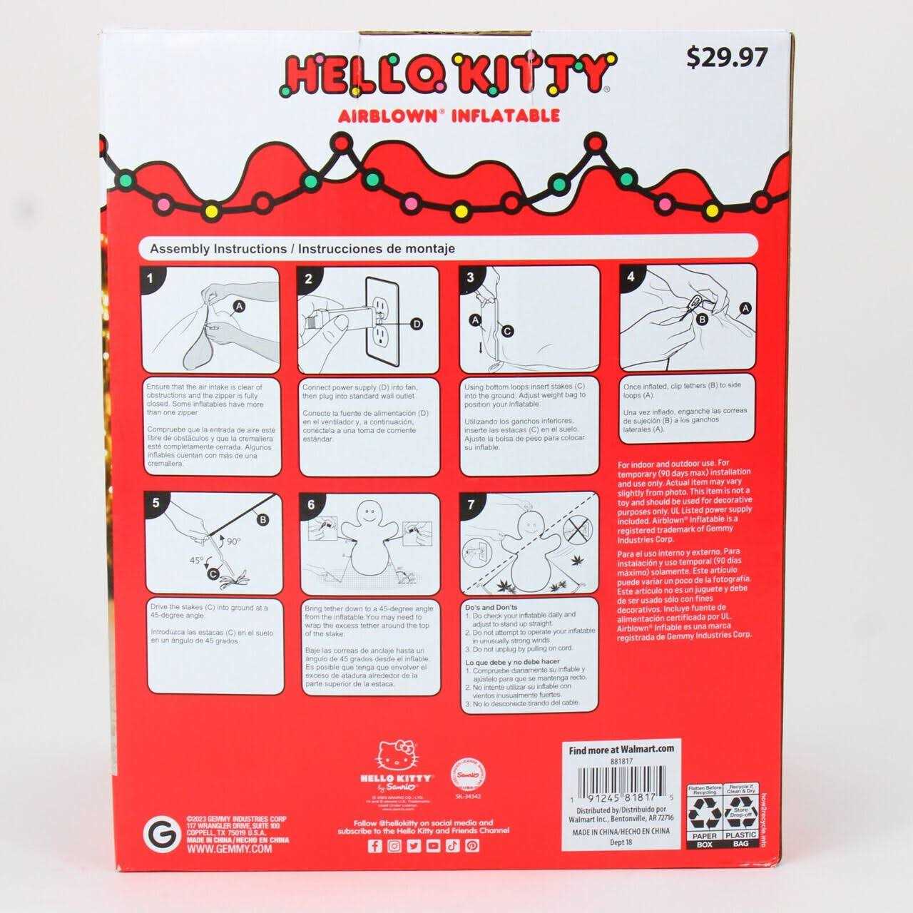 Airblown Iatables Christmas Hello Kitty with Red Dress Sanrio - Image 2