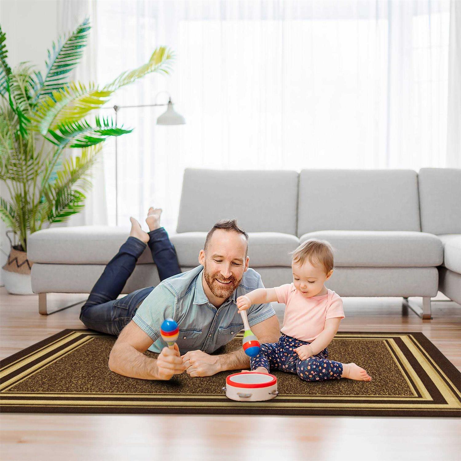 Ottomanson Ottohome Non-Slip Rubberback Bordered Indoor Runner Rug - Image 3