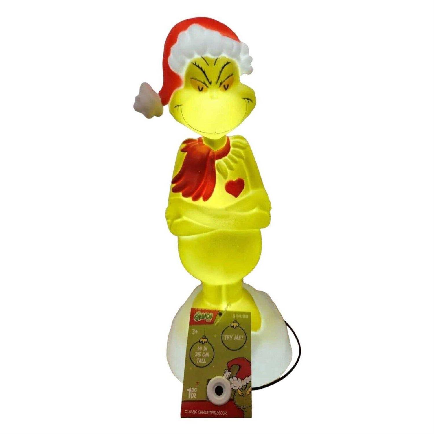 15 inch LED Lighted Grinch with Christmas Scarf Blow Mold Green Christmas Dcor Dr Seuss - Image 2