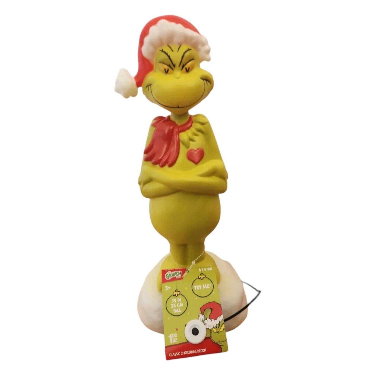 15 inch LED Lighted Grinch with Christmas Scarf Blow Mold Green Christmas Dcor Dr Seuss - Image 4
