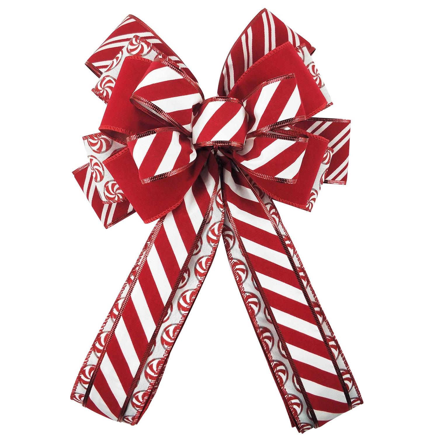 20.5 Peppermint Stipe Christmas Tree Bow Topper by Ashland by Celebrate It - Image 2