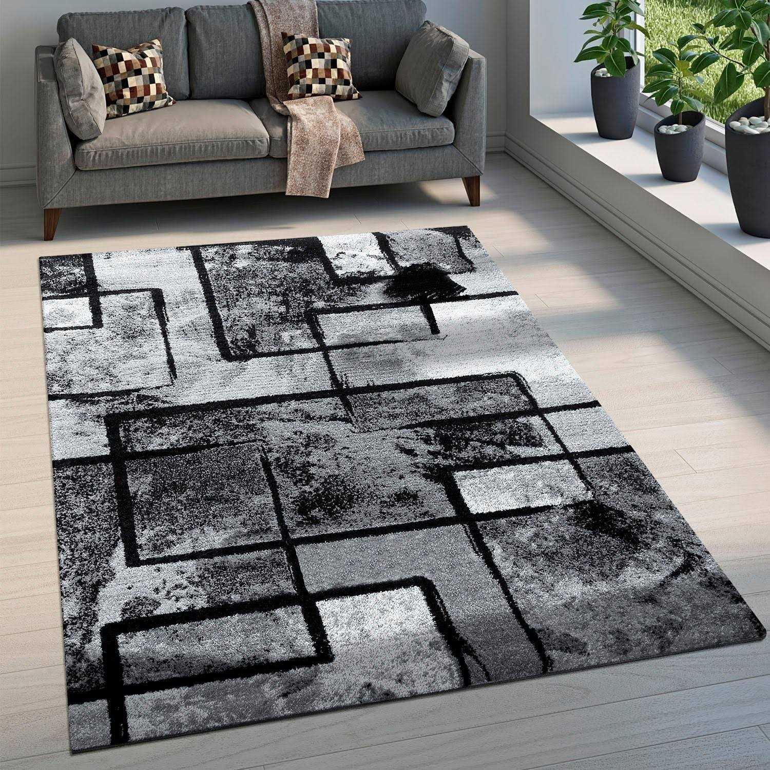 Paco Home Modern Black-White Area Rug with Abstract Paint Effect - Image 4