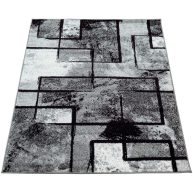 Paco Home Modern Black-White Area Rug with Abstract Paint Effect
