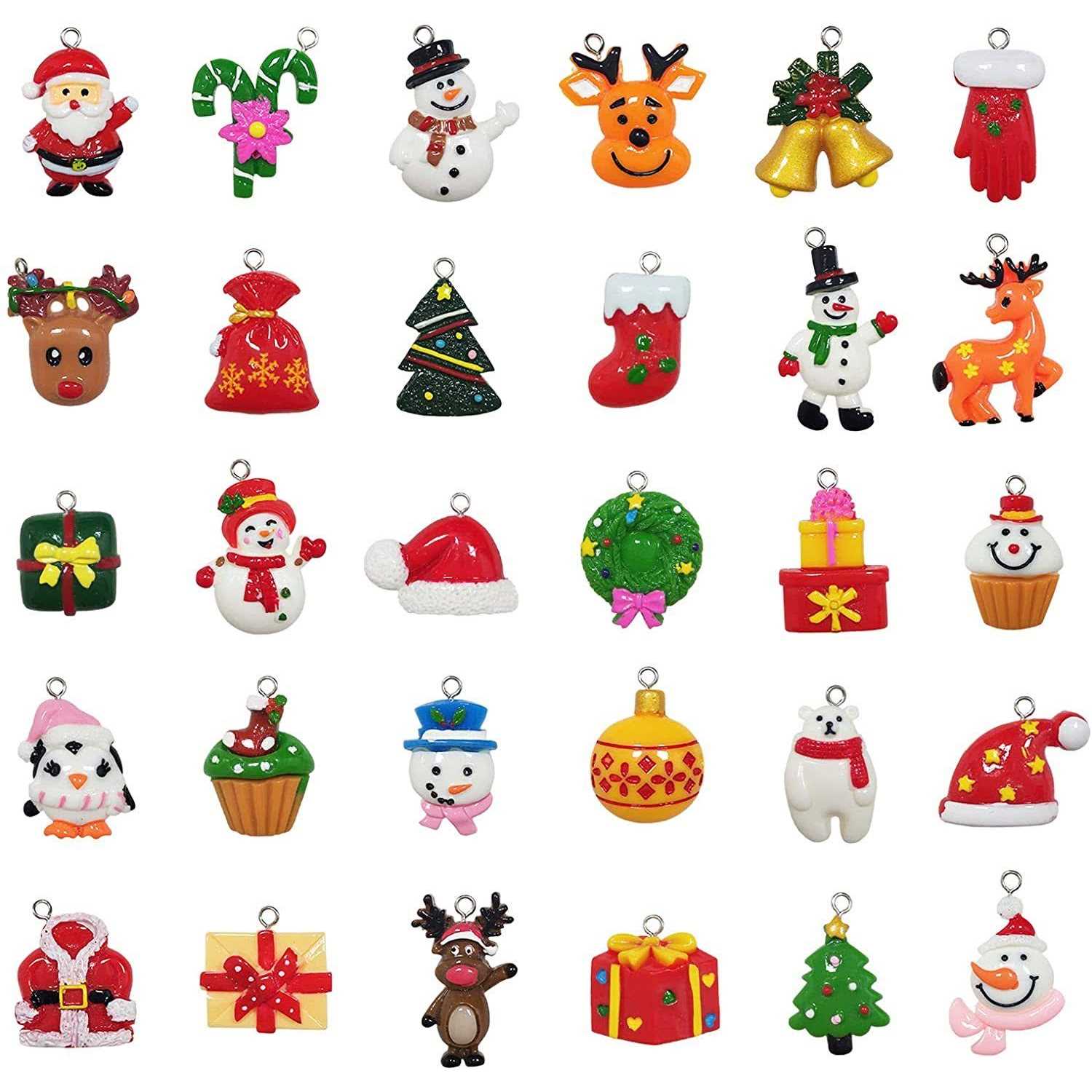 30pcs Christmas Mini Ornaments Small Resin Christmas Ornaments for Mini Christmas Tree Decorations