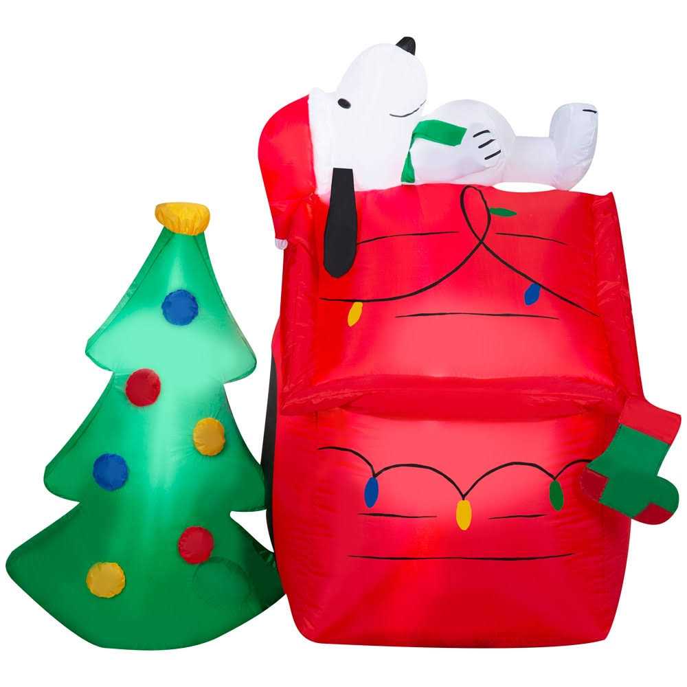 Peanuts Snoopy Scene Airblown Iatable Christmas Tree Yard Decoration 881573