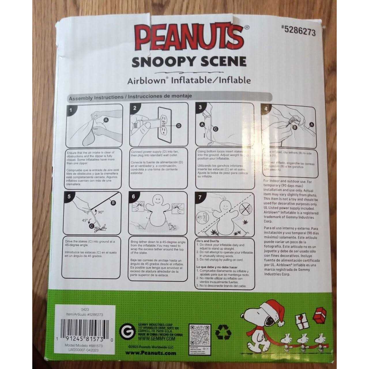 Peanuts Snoopy Scene Airblown Iatable Christmas Tree Yard Decoration 881573 - Image 2