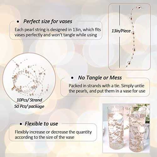 50Pcs Pearl Strings for Floating Candles Faux Pearls for Vase Filler - Image 3