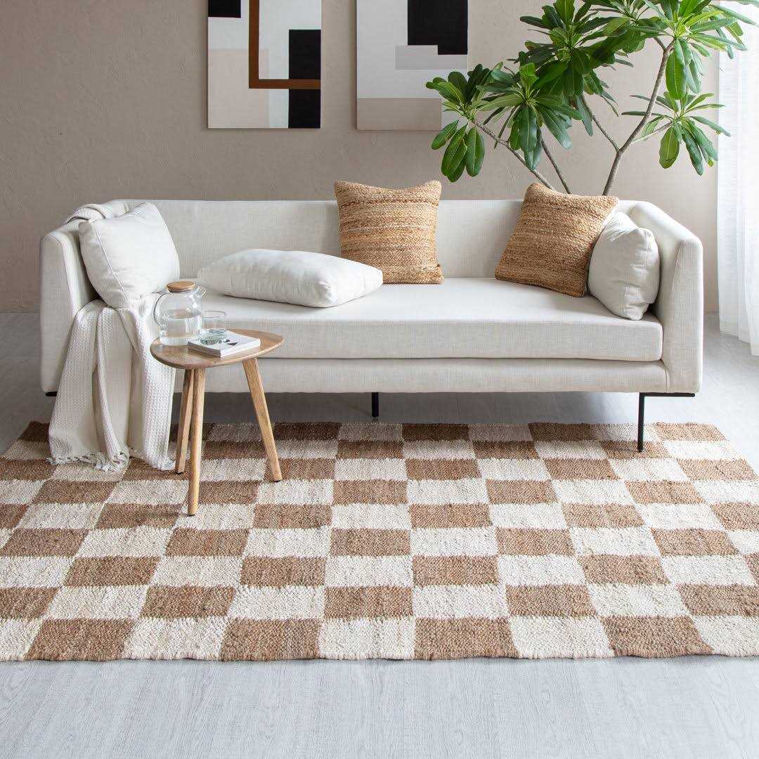 Silke Checkerboard Natural and Ivory Rug Rug - Image 2