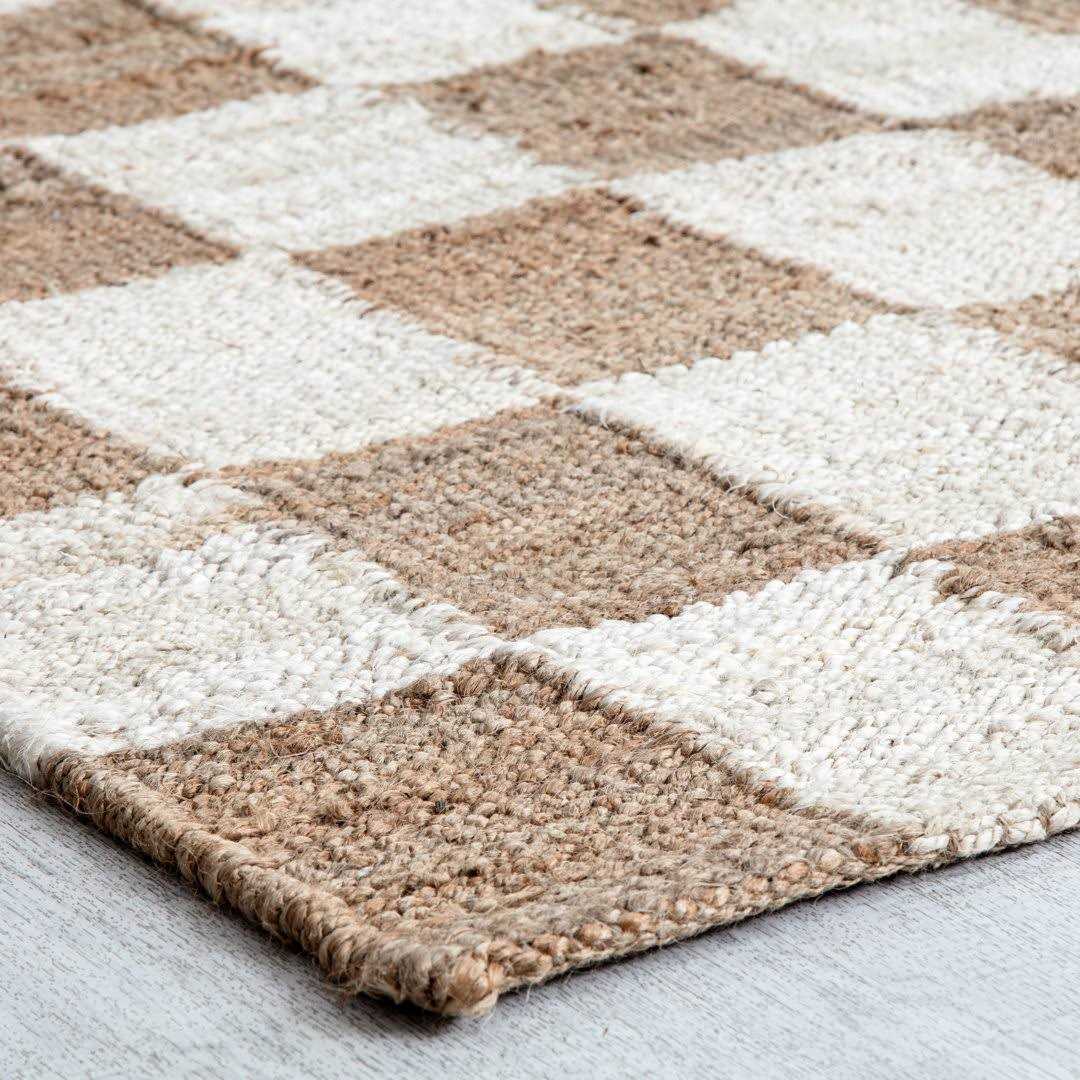 Silke Checkerboard Natural and Ivory Rug Rug - Image 3