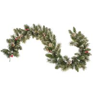 Astella 6 ft. Snow Cashmere Mix Pine Garland 106 Tips and Pinecones & Berry CG100