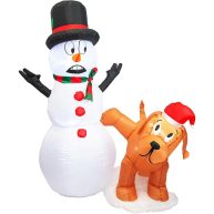 PRODUcTZ christmas Decorations 4 FT Iatable Snowman Peeing Dog Holiday Outdoor Indoor House Yard Decor with LED Lights and