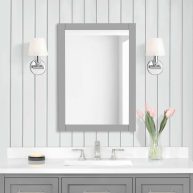 allen + roth Brinkhaven 20-in x 28-in American Gray Rectangular Framed Bathroom Vanity Mirror BRINKHAVEN-MR-AG