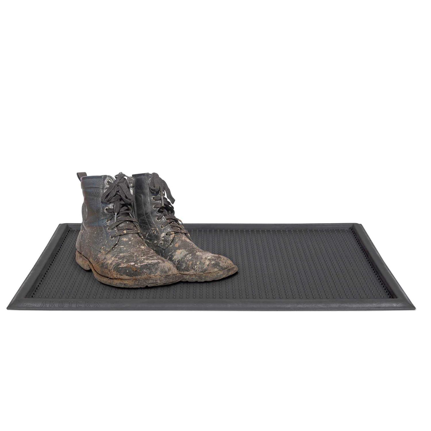 Ottomanson Easy Clean, Waterproof Non-Slip Boot Tray and Doormat Bundle Indoor/Outdoor Rubber Doormat - Image 4