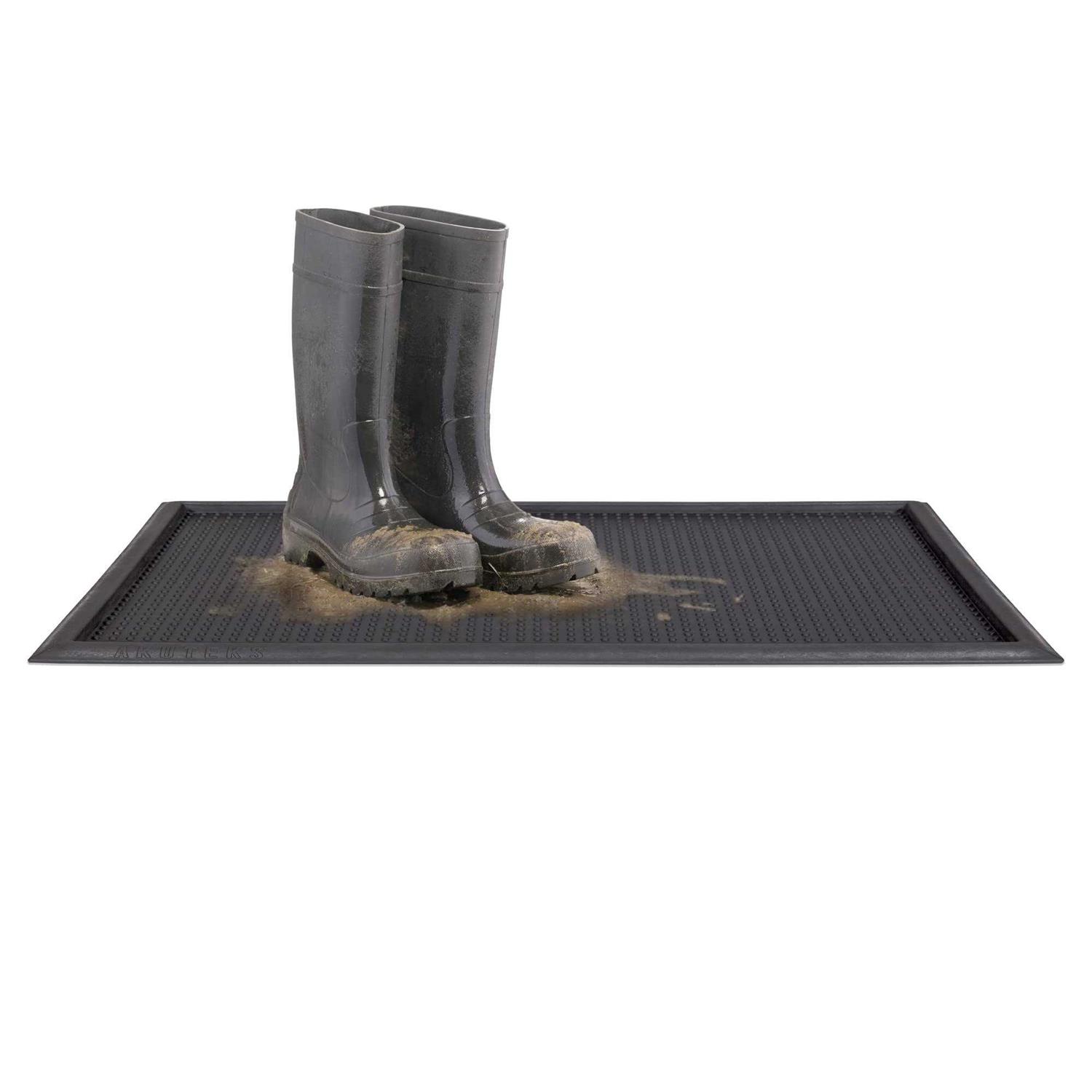 Ottomanson Easy Clean, Waterproof Non-Slip Boot Tray and Doormat Bundle Indoor/Outdoor Rubber Doormat - Image 4