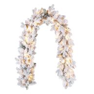 At Home Pre-Lit Flocked Virginia Pine Garland