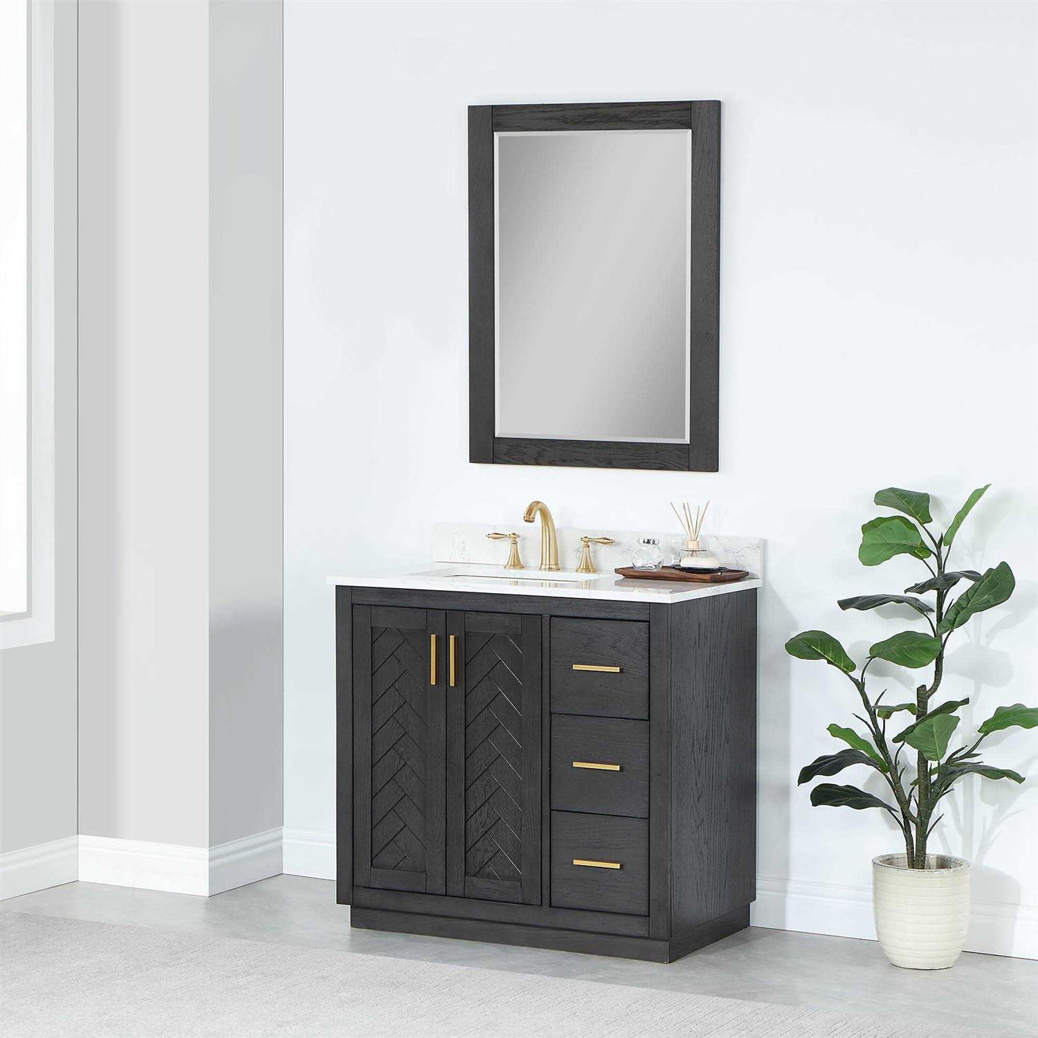 Altair Ivy Rectangular Bathroom Wood Framed Wall Mirror - Image 2