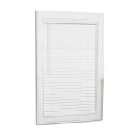 Allen + Roth Trim at Home 2-in Slat Width 64-in Cordless White Faux Wood Room Darkening Full-view Standard Horizontal Bl