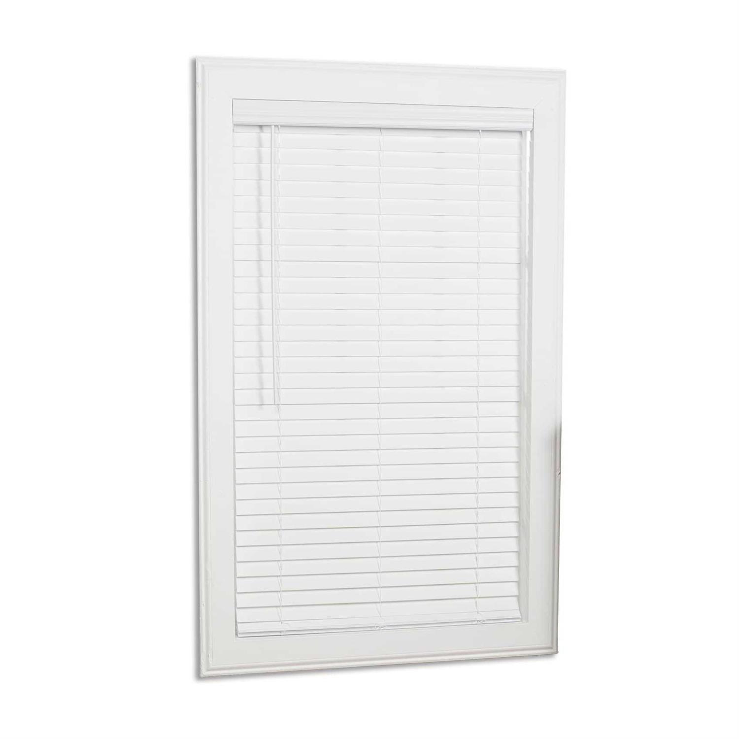 Allen + Roth Trim at Home 2-in Slat Width 64-in Cordless White Faux Wood Room Darkening Full-view Standard Horizontal Bl