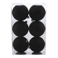 At Home 6-Count Black Glittered Shatterproof Ornaments
