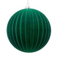 At Home Classic Christmas Green Flocked Ball Ornament
