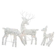 Northlight Set of 3 White Glittered Doe Fawn and Reindeer Lighted Christmas Outdoor Decoration