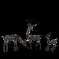 Northlight Set of 3 White Glittered Doe Fawn and Reindeer Lighted Christmas Outdoor Decoration