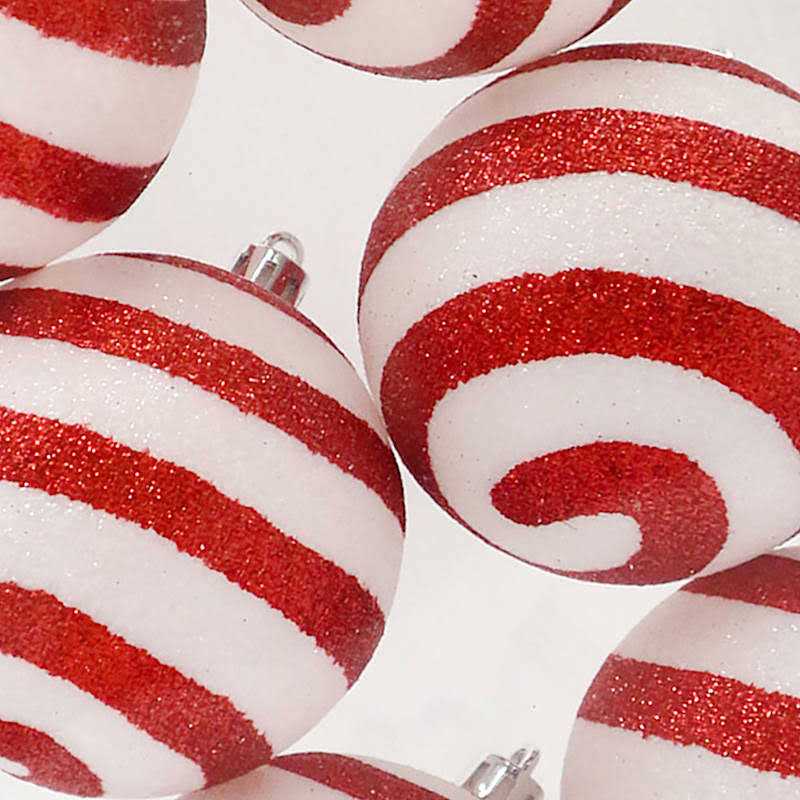 At Home Shatterproof Striped Ornaments Red - Image 2