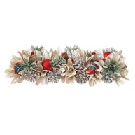 At Home Homespun Holiday Pinecone & Wood Curl Candle Holder Centerpiece