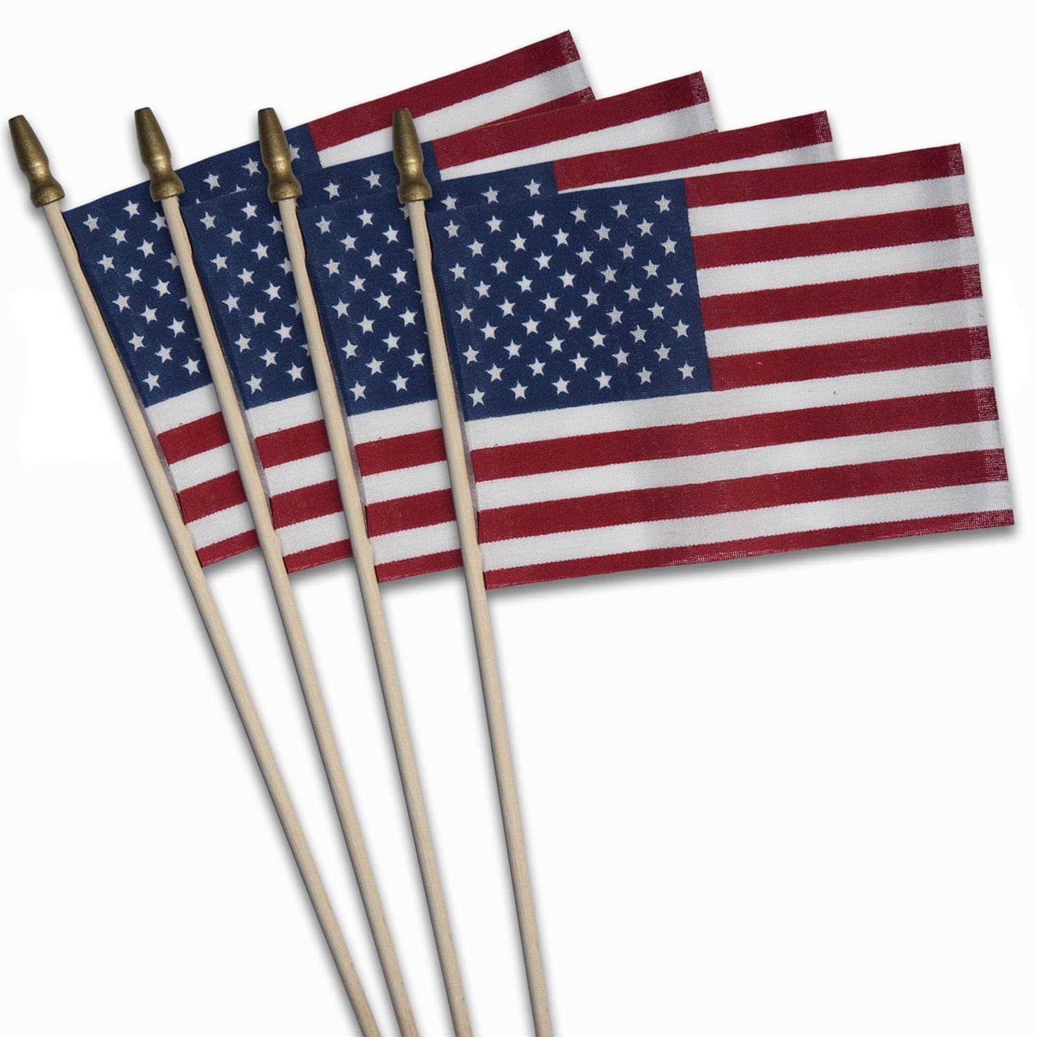 4 x 6 U.S. Betsy Stick Flags, 4-Pack