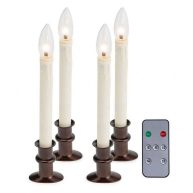 Plow & Hearth Adjustable Window Hugger Candles Set of 4 with Remote