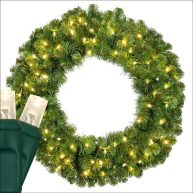 Red Sleigh 24 Prelit Sequoia Fir Commercial-Grade Traditional Christmas Wreath