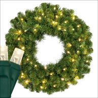 Red Sleigh 24 Prelit Sequoia Fir Commercial-Grade Traditional Christmas Wreath