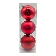 At Home 3-Count Red Mix Shatterproof Ornaments