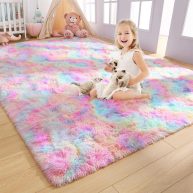 Arogan Soft Rainbow Area Rugs For Girls Room Fluffy Girls Bedroom Rugs