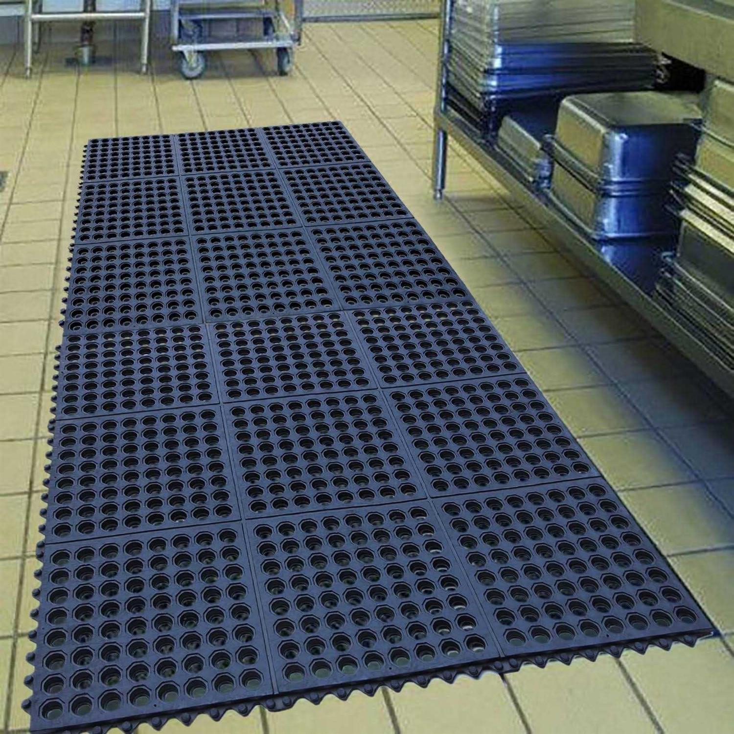 Project Source Black Rectangular Outdoor Rubber Door Mat WG-JJ-33-ANTIFATIGUE - Image 2