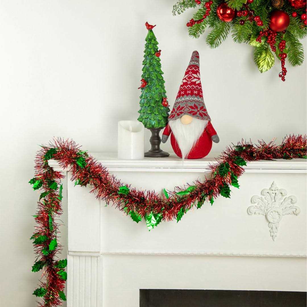 Northlight 50′ x Red and Wide Cut Tinsel Christmas Garland - Image 2
