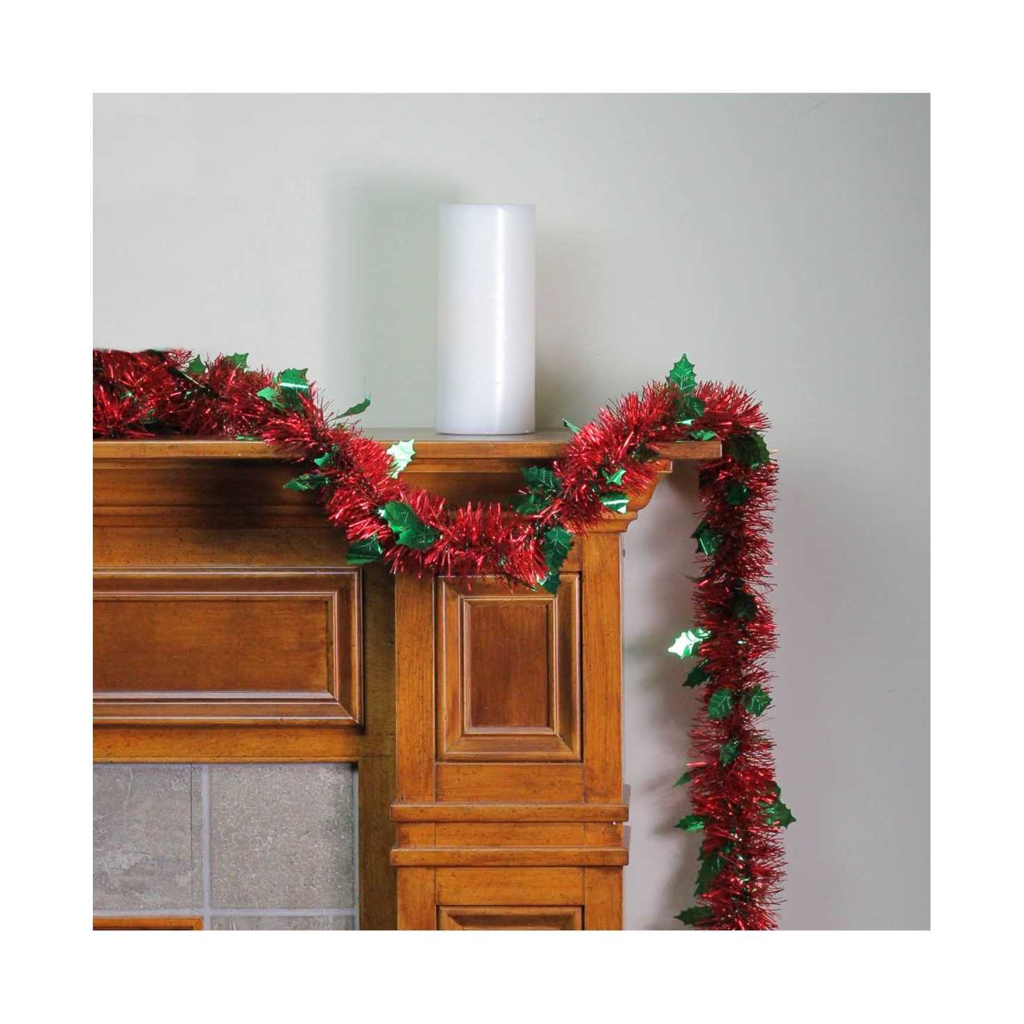 Northlight 50′ x Red and Wide Cut Tinsel Christmas Garland - Image 3