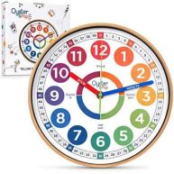 Oyster&Pop Kids Wall Clock Learning Clock Silent Analogue Telling Time Teaching Clock