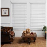 Perfect Lift Window Treatment Cut-to-Width White 2in Slats Room Darkening Cordless Faux Wood