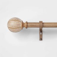 Opalhouse Carved Light Woodtone Ball Curtain Rod Natural
