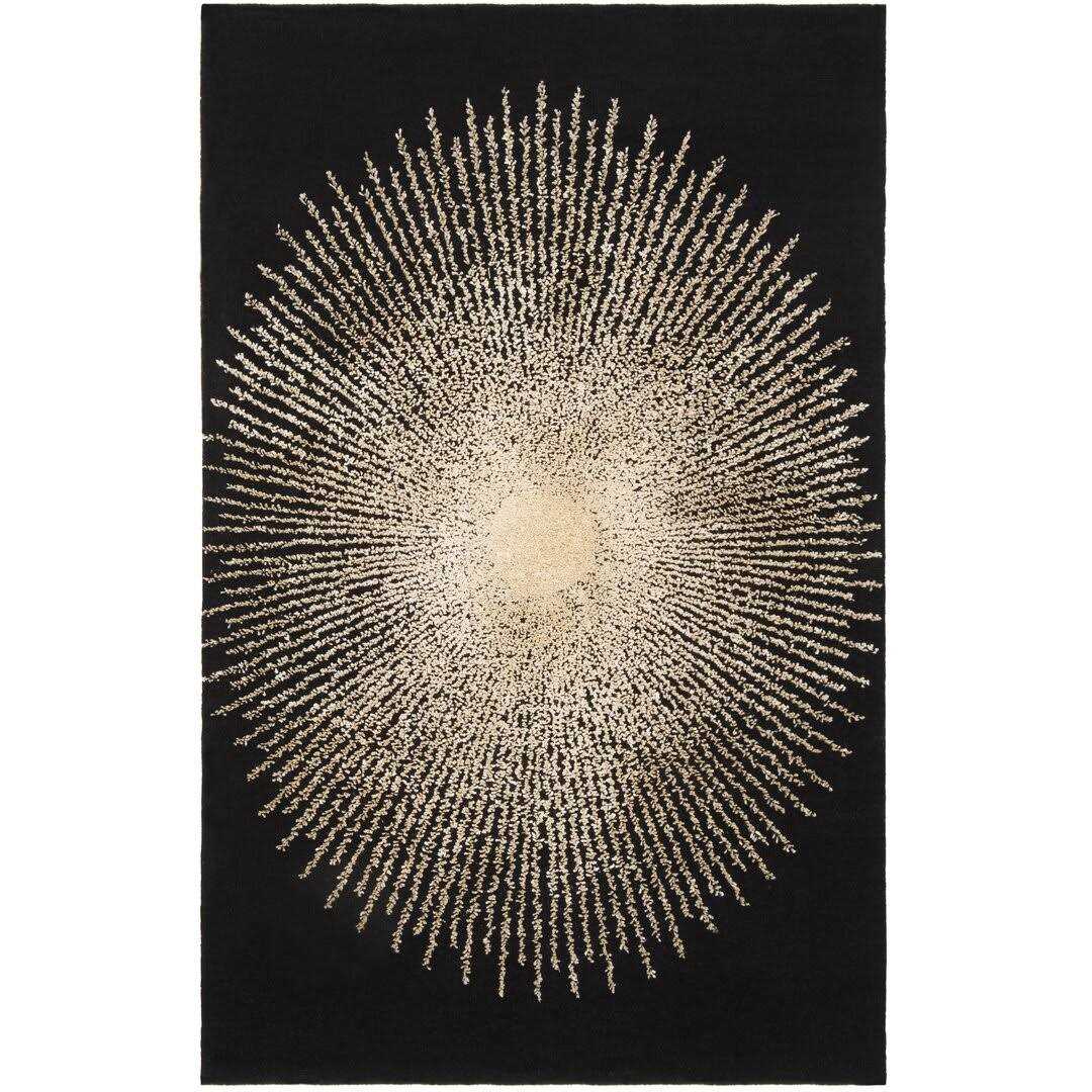 Olivarria Hand-Tufted Wool Black/Beige Area Rug Orren Ellis Rug