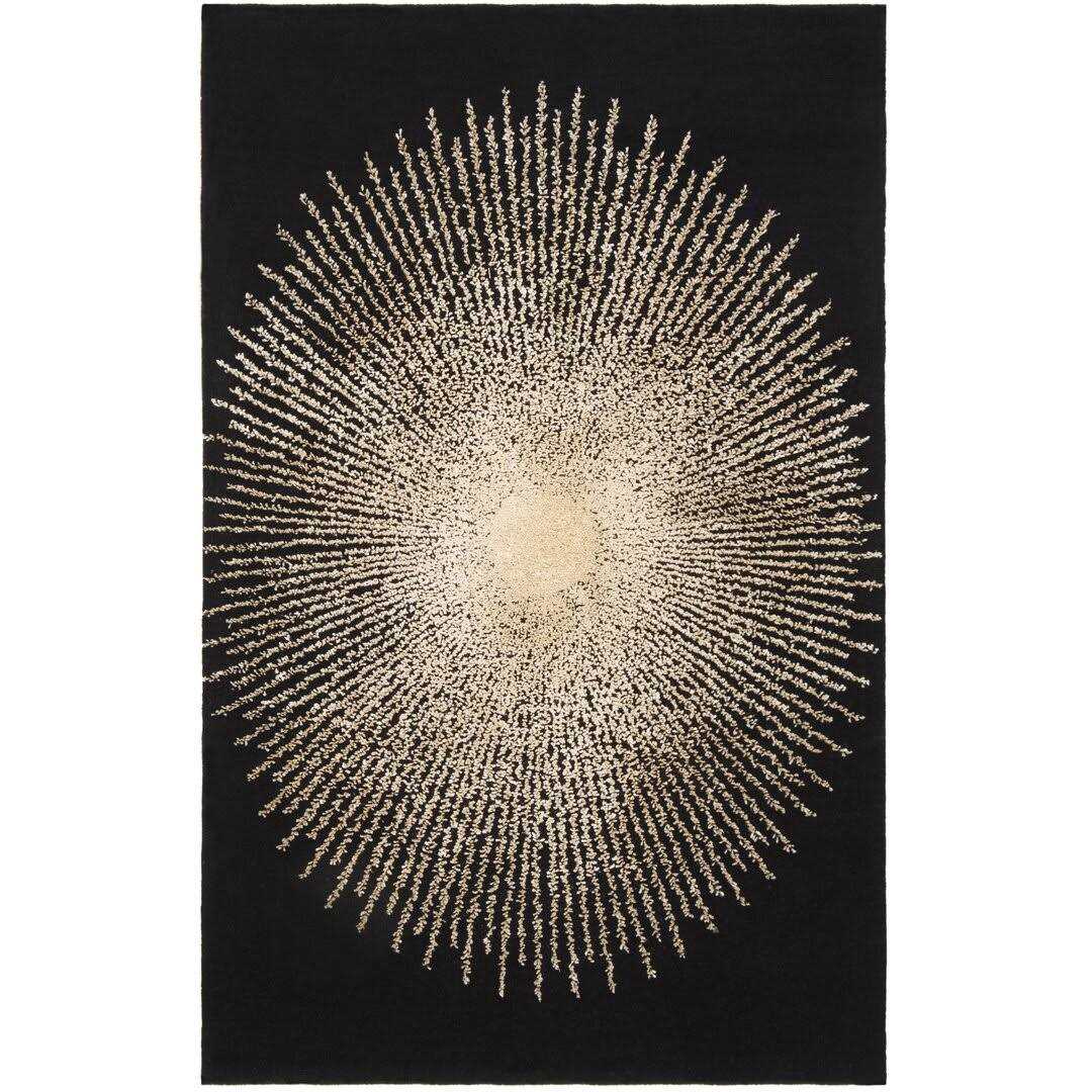 Olivarria Hand-Tufted Wool Black/Beige Area Rug Orren Ellis Rug - Image 2