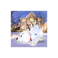Alladinbox 8 Feet Christmas Iatable Decoration Penguins Fishing on Big Polar Bear