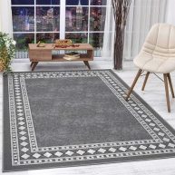 Antep Rugs Alfombras Modern Bordered Non-Skid Low Profile Pile Rubber Backing Area Rugs