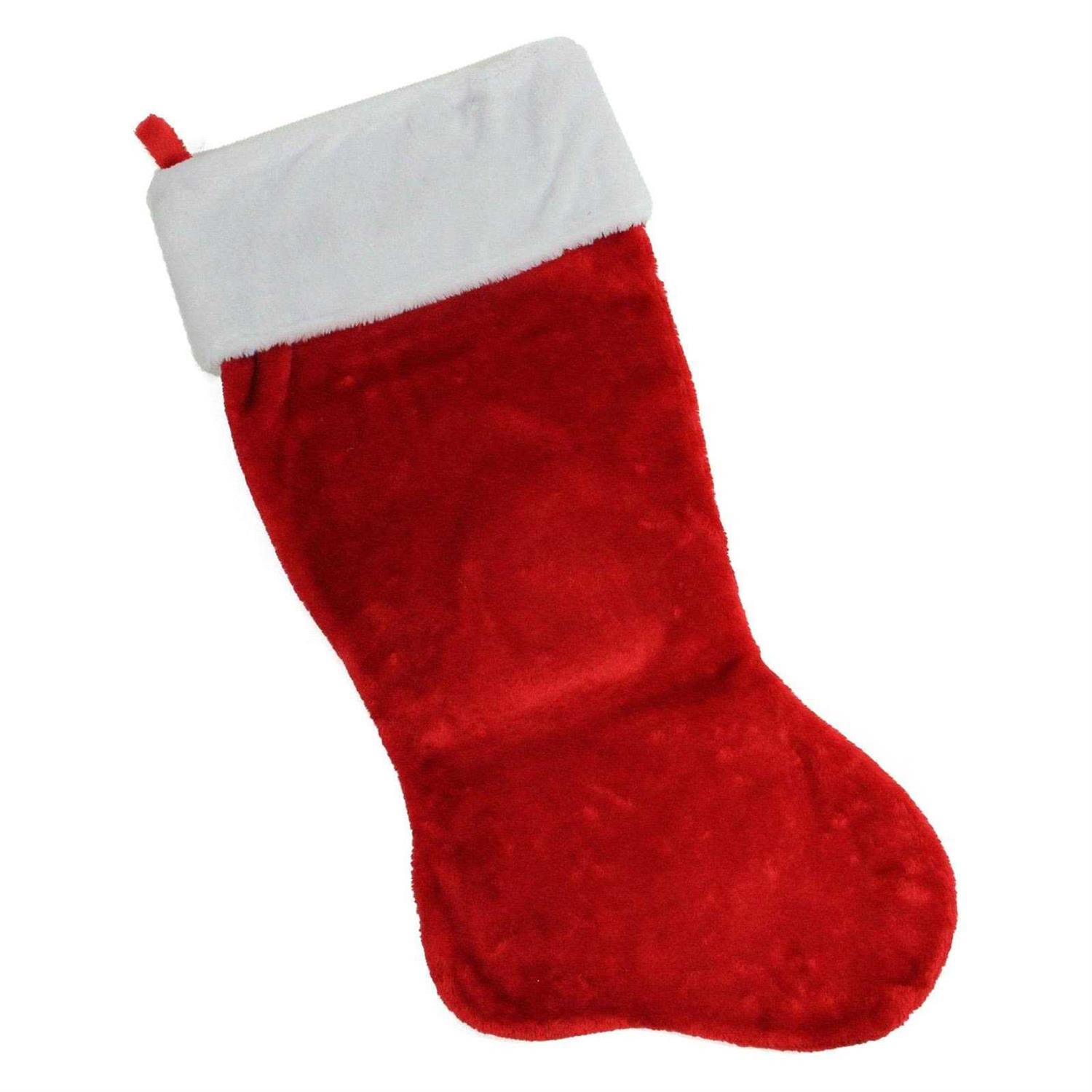 Northlight 20 Red White Plush Traditional Christmas Stocking with Cuff
