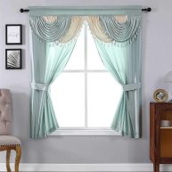 Regal Home Collections Amore Curtains 5-Piece Window Curtain Set 54-Inch W x Panels with Attached Valance and 2 Tiebacks