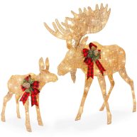 Best Choice Products 2-Piece Moose Family Lighted Christmas Yard Decor Set w/ 170 LED Lights