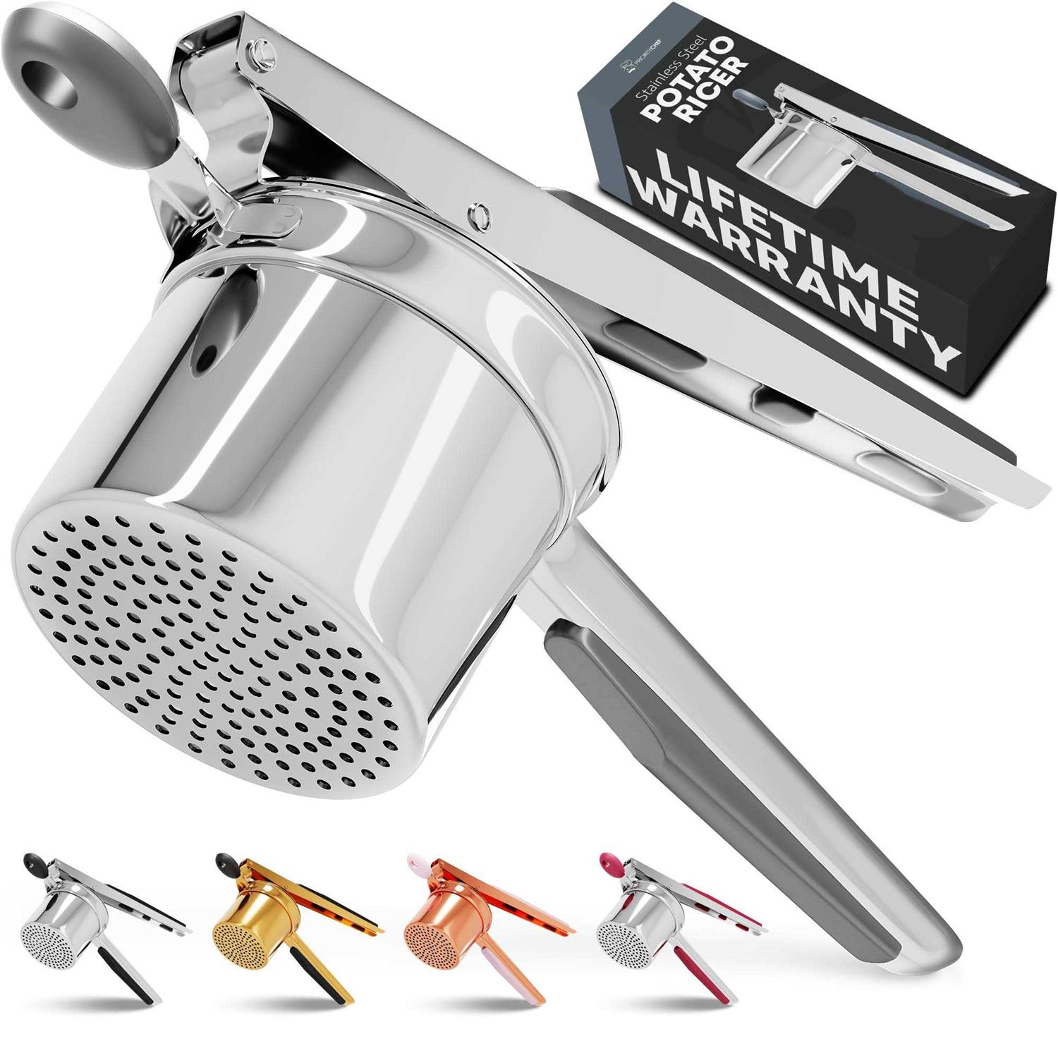 Priority Chef Stainless Steel Potato Ricer and Masher Anti-Slip Makes Light and Fluffy Mashed