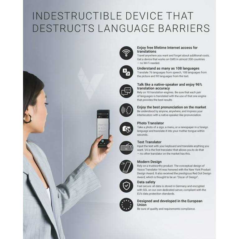 Vasco V4 Language Translator Device Model 2022 Free Lifetime Internet for Translations - Image 5