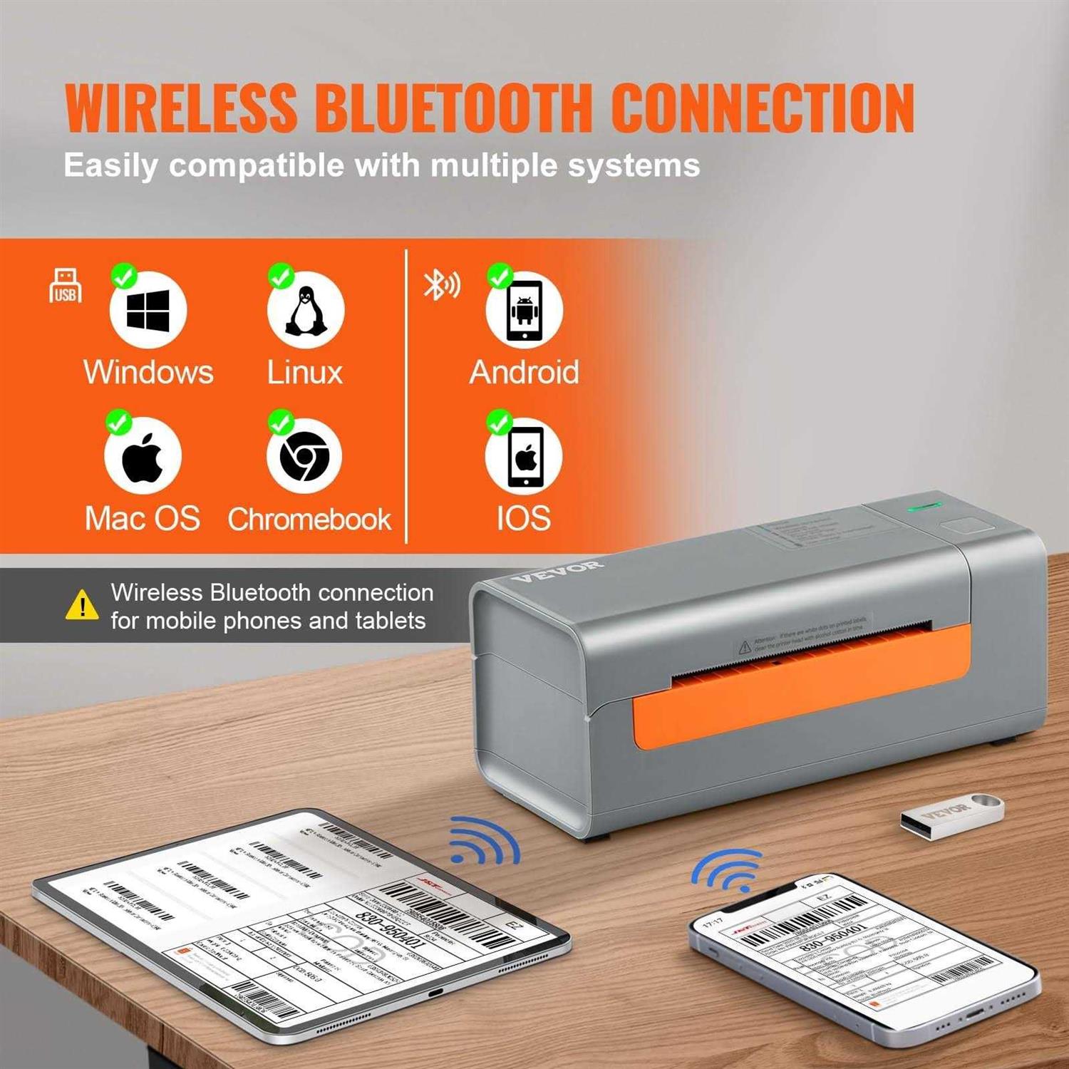 VEVOR Thermal Label Printer Shipping Label Printer for Width of 1.57 - Image 4